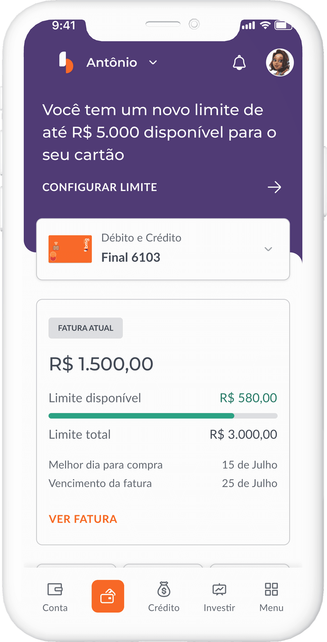 Print do fluxo de limites BMG
